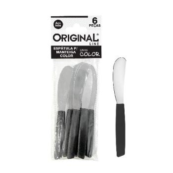 JG ESPATULA P/ MANTEIGA COLOR 6PCS PRETO (22631)
